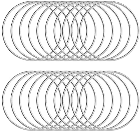 KALIONE Metallringe zum Basteln 20 Stück 8cm Silber Metallringe Metall Ringe Deko für Traumfänger Ring, Makramee Ring, Wickeltechnik, Floristik,Hochzeitskranz,Hoops