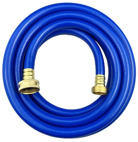 Darnassus Tuyau d'arrosage en PVC vert robuste de 1,27 cm avec raccords en laiton massif, pas de fuite, flexible, pour extérieur, pelouse, terrasse (3 m, bleu, raccords en laiton)