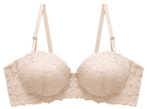 Reggiseno a Balconcino Sexy da Donna Mezza Coppa Push up Leggermente Imbottito mensola Ferretto Reggiseni a Taglio Basso