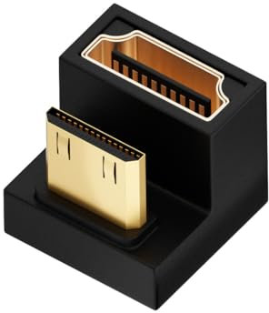 Hsthe Sea 2 PCS U Shape Mini HDMI to HDMI 8K Adapter, Up Angle HDMI Mini to HDMI Female Adapter, HDMI 180 Degree Adapter for Camera/Laptop/Tablet/HDTV/Projector