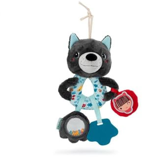Lilliputiens - Multi-Aktivitätsringe Louis der Wolf - Baby-Rassel mit Geräuschen, Texturen und Farben - Leicht zu greifen - Stimuliert die Sinne und fördert die Motorik - Ab 3 Monaten - 83505