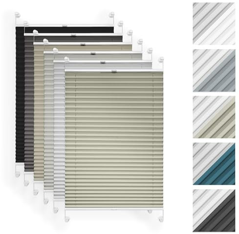 Rettika® Thermo Plissee ohne Bohren - Cream 120 x 50 cm (Breite x Höhe) - Verdunklungsplissee, Plissee klemmfix, Plisees ohne Bohren Blickdicht, Fenster rollos für innen