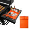 Silikon-Grillmatte, Grillzubehör, Werkzeuge für Blackstone, Seitenablagematte, Grillpad für Outdoor-Grill, Küchentheke, Spatel, Grillmatte mit Tropfpad zum Kochen, Küche (Orange)