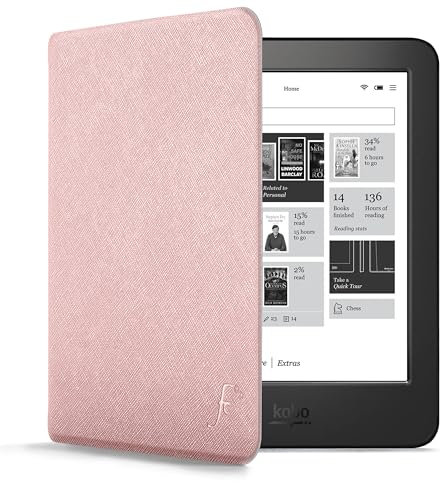 Forefront Cases Hülle für Kobo Aura H2O Edition 1 - Magnetische Schutz-Hülle für Kobo Aura H2O Edition 1 (Modell: N250-2014) - Dünn und Leicht mit Smart Auto Schlaf/Wach Funktion Tasche - Roségold