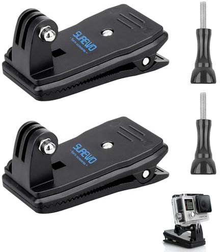 Fhioevt Supporto Fotocamera Zaino Clip per GoPro Clip di Montaggio per Zaino con Viti Supporto Clip Girevole a 360° Zaino Sgancio Rapido Clip per Hero DJI OSIMO Xiaomi YI e Maggior Parte Action Cam