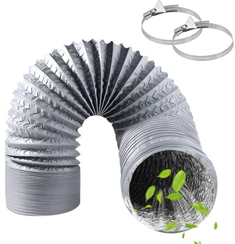 ZIGefofo 100mm 3 m Condotti Tubo di Ventilazione Flessibile in Alluminio PVC con 2 Fascette Stringitubo in Acciaio per Aria Condizionata, Asciugatrice, Cappa Aspirante, Ventilatore di Scarico