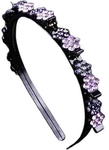 Mimoqk Serre-tête avec pinces à cheveux en forme de fleur pour bandeau avec strass | Pince à cheveux ergonomique pour femme et
