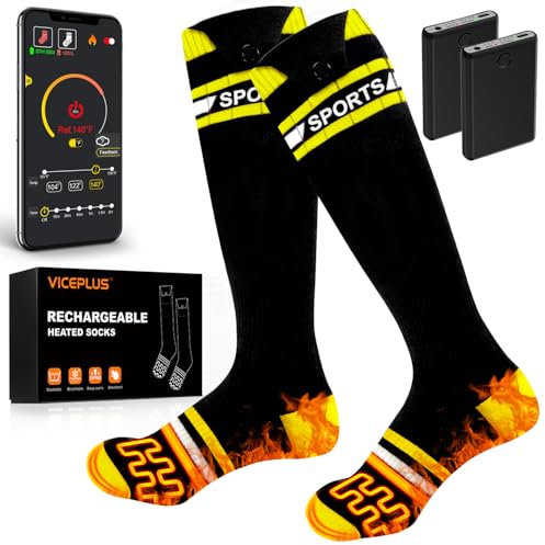 Beheizbare Socken Beheizte Socken,Heizsocken Skisocken 5v 6000 mAh Wiederaufladbare Warme Socken Fußwärmer mit APP-Steuerung Warme Socken