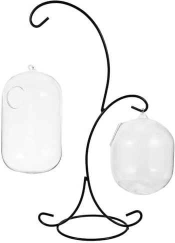 ORFOFE 1 Juego adornos de vidrio con marco de hierro colgante de pared de planta de acuario tanque de peces de colores de mesa doble pletina home decor florero para plantar agua pecera