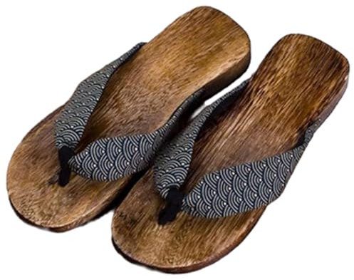 BYWXW Japanische Traditionelle Clogs Hausschuhe,Herren Damen Verstopfen Hölzern Hausschuhe Sandalen,Flip-Flops Outdoor Plattform Schuhe Japanische Holzschuhe (Size:EU 45,Color:B+1)