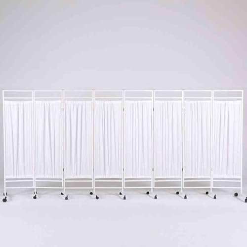 CHZDPP Rolling Medical Privacy Screen on Wheels, 3 4 5 6 7 8 Panel Folding Room Divider, Multifunction Portable Bed Partition for Hospital Clinic(White,8 Pane)