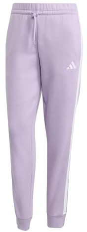 adidas Donna Essentials 3-Stripes Fleece Slim Pants, Powder Plum/White, XS