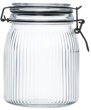 AMBITION Einmachglas mit Bügelverschluss 1 l Rillet Vorratsglas mit Deckel Dichtung Dekoglas mit Rillen spülmaschinenfest