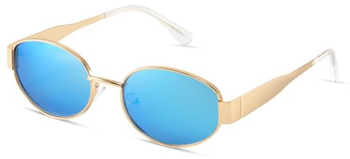 kunchu Sonnenbrille-Damen-Polarisiert-Unisex-Herren-Gold-Metal-Retro-Oval-Trendy-Sonnenbrillen-Vintage-Uv400-Classic-Ultraleicht-Schutz,Geeignet FüR Camping-fotografie-Outdoor-Geschenke für frauen-10
