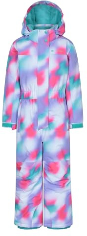 Mountain Warehouse Cloud Kids Snowsuit - Waterproof, Adjustable, One Piece Jumpsuit with Taped Seams & Fleece Lining, Girls & Boys - Winter, Ski & Rain Bright Pink (Printed) Kids Size 11-12 Years