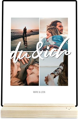 Elbeffekt Geschenk Für Sie - Du & Ich Holzbild Foto Geschenk personalisiert - Geschenke Für Freundin, Pärchen Geschenke, Partner Geschenke, Gemälde, Valentinstagsgeschenk Für Männer, Liebe, Partner