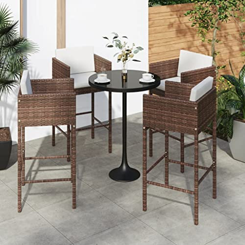 XINCXIN Barhocker 4 STK., Gartenmöbel Stühle Korbsessel Gartensessel Geeignet für Balcony Outdoor Garden Pool mit Kissen Braun Poly Rattan