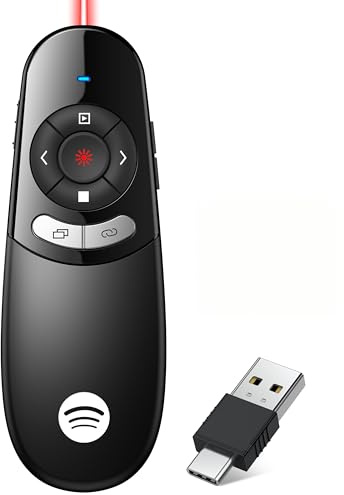 USB C Presenter, Bluetooth und Kabellose 2.4 GHz - zwei Verbindungsarten für Powerpoint Presenter, Roter Licht Präsentationsfernbedienung für PowerPoint/Keynote/Google Slides