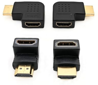 JZK 4x Adattatore HDMI angolare maschio-femmina, placcato oro 2X 90 gradi/270 gradi angolo retto + 2X 90 gradi angolo sinistro e destro connettore adattatore HDMI piatto verticale per TV, monitor