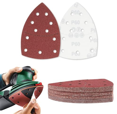 30 STK Schleifpapier Dreieckschleifer Schleifblätter 11 Loch Klett | Schleifpads für Bosch Mouse Schleifpapiere für Dreieckschleifer 40 60 80 120 180 240 320 Körnung
