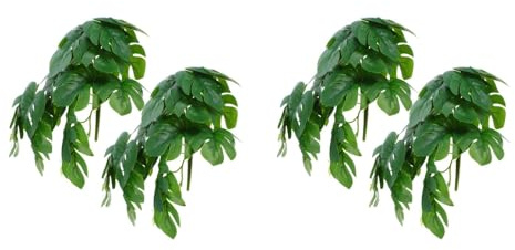 GOTTAJOY 4pcs Artificial Monstera Vines Fake Tropical Leaves Greenery Hanging Plants for Wall Decoration Kitchen Garden Office Wedding