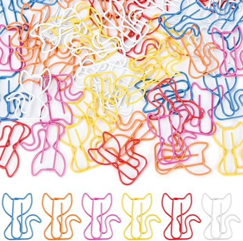 luckaide Büroklammern, 50 Stück Katze Büroklammern Motiv Bunt Groß Büroklammer Büroklammern Metall Klammern Paper Clips Katze Papierklammern Kreative Lesezeichen Für Büro Zuhause Lehrer Studenten