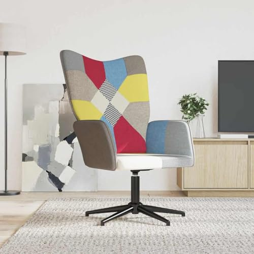 Qnhdfrt Patchwork Swivel Accent Chair Polyester Fabric Multicolor