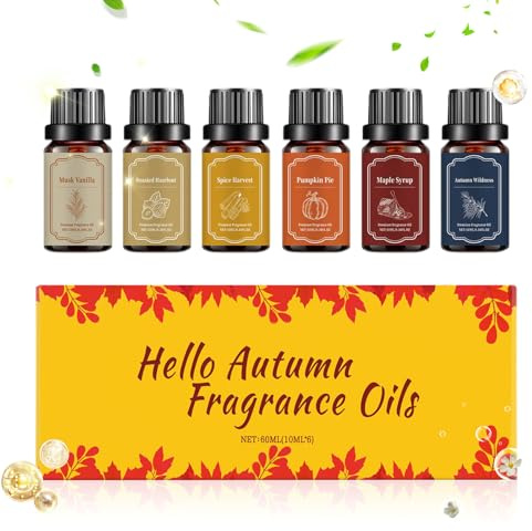 Autumn Duftöl 6 Stück Duftöl - Duftöl Set für Herbstdiffusoren - für Winter Weihnachten Halloween Haus Auto Seife Schlafzimmer Wohnzimmer Spa