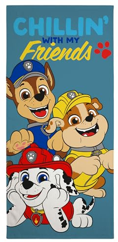 United Labels Paw Patrol - Chase, Marshall & Rubble Kinder Strandtuch Badetuch Handtuch 100% Baumwolle 140 x 70 cm Blau
