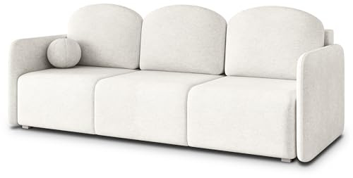 Masseno Sofa SUVI III NV mit Schlaffunktion, Sofa mit Bettkasten, Wohnzimmersofa, Couch, Soffa, Bettsofa, Couchgarnitur- Creme, Neve 02