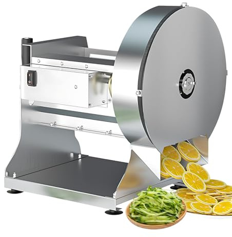 Stainless Steel Food Slicer and Vegetable Shredder, Electric or Manual Hand Crank Operation, 330 lbs/H Heavy Duty Mandolin Cutter for Onion Slices and Carrot Shreds