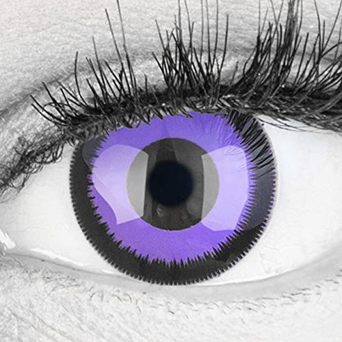 MeralenS 1 Paar farbige rosa pink lila schwarze crazy fun Jahres Kontaktlinsen purple lunatic mit schwarzem RandTopqualität zu Fasching und Karneval mit gratis Kontaktlinsenbehälter ohne Stärke!