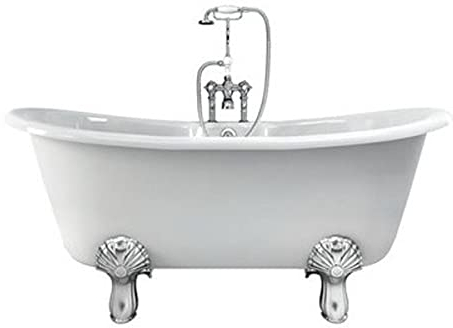 Casa Padrino Jugendstil Badewanne Naturstein freistehend 1700mm BCha Weiß - Freistehende Retro Antik Badewanne, Badewannen Füsse:Luxury Classic Schwarz