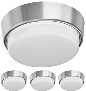 ledscom.de 4 Stück GX53 Lampen-Fassung INEL chrom matt rund 90mm Ø inkl. LED Lampe 6,2W 509lm warm-weiß