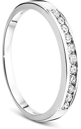 Orovi Damen-Ring Memoire Hochzeitsring Weißgold 14 Karat (585) Brillianten 0.20 carat Verlobungsring Diamantring