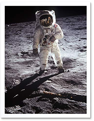 Apollo 11 Astronaut Aldrin Armstrong 50th Anniversary Moon Landing Art Print Framed Poster Wall Decor 12x16 inch