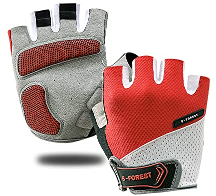 B-Forest Fahrradhandschuhe/Fahrradhandschuhe Halbfinger Atmungsaktive Rennradhandschuhe für Damen und Herren - Anti-Rutsch Stoßdämpfende Mountainreithandschuhe MTB Motorradhandschuhe