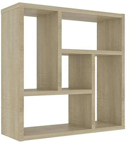 vidaXL Wandregal mit 5 Fächern Hängeregal Wandboard Bücherregal CD DVD Regal Dekoregal Schweberegal Sonoma-Eiche 45,1x16x45,1cm Holzwerkstoff