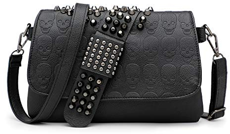 EVEOUT Damen Punk-Stil Rivet Leder Umhängetasche Nieten Handtasche mit Schultergurte Schultertaschen