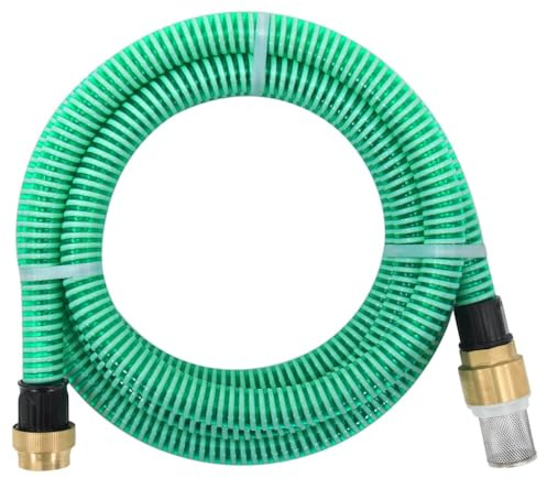 vidaXL Saugschlauch, Gartenschlauch mit Messing-Anschlüssen, Saugschlauchgarnitur Ansauggarnitur für Gartenpumpen Hauswasserwerke, Grün 1,1 15m PVC