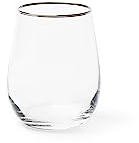 Excelsa Platinum Lot de 6 verres à eau, verre soufflé, bord fil argenté, 470 ml