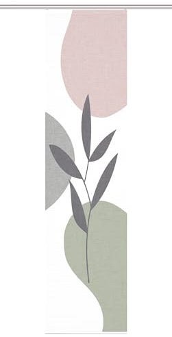 HOME in green 84074 FRONDA Schiebegardine, recyceltem Polyester 245x60 cm, Farbe:rose-grün, Größe:245 x 60 cm, Anzahl:1x