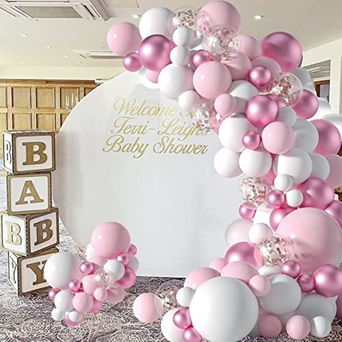 JAWSEU Rosa Ballon Bogen Girlanden Kit, 104Pcs Balloon Arch Kit, DIY Ballon Girlande Rosa Bogen Deko für Babyparty, Geburtstag, Hochzeit, Jubiläum, Partydekoration Hintergrund