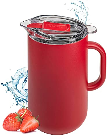 served Marca | Jarra premium (2 L) – Mantén las bebidas frías o calientes durante horas con nuestra jarra de acero inoxidable aislada al vacío, doble pared, forrada de cobre