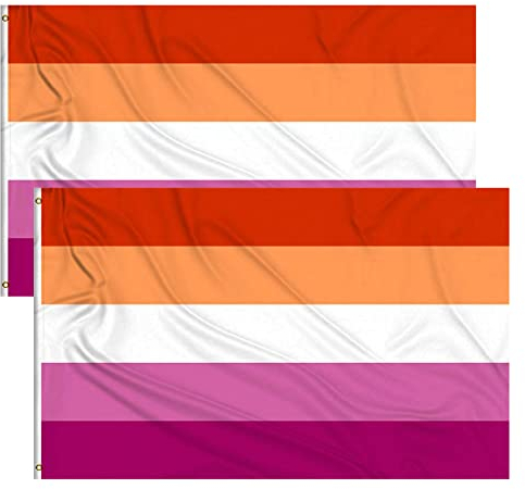 iPEAK Lesbische Flagge Große Sonnenuntergang Lesben Stolz Flaggen LGBTQ+ 90 x 150 cm Flagge für Party-Paraden, Karneval, Festival-Dekorationen und Feiern (2 Stück)