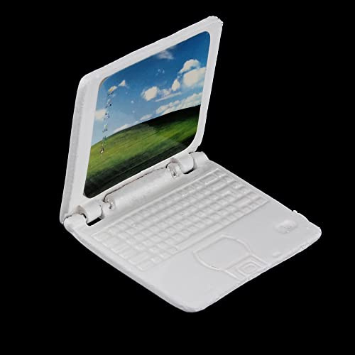 Gutshof miniaturen Miniatur Laptop Puppenstubenminiaturen Weiß Computer Replika Büro Zubehör 1:6