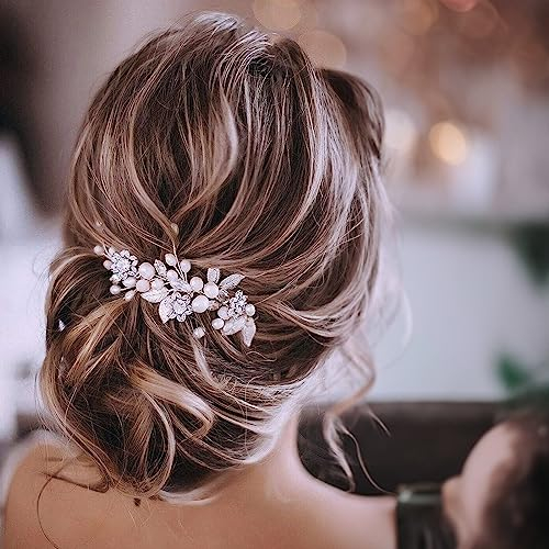Broche Cheveux Mariage, Accessoire Cheveux Mariage, Bijoux Cheveux, pour la Mariée, Accessoires pour Cheveux pour Femmes et Filles (Argent)