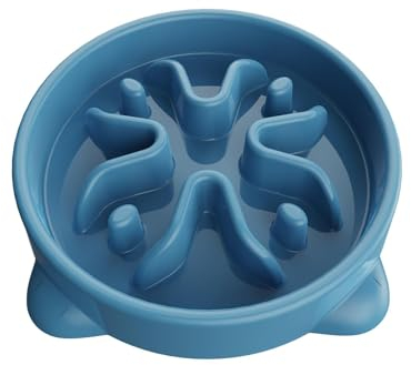 TOKAYIFE Gamelle Anti Glouton Petit Chien, 16.3cm Antidérapants Anti Vomissements Gamelle pour Petit Chiens (S, Bleu)