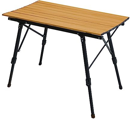 Jawinio Campingtisch Gartentisch Klapptisch höhenverstellbar Aluminium Holzoptik/Schwarz