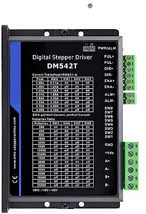 HEXEH DM542T Schrittmotortreiber 1,0-4,2 A 20-50 VDC 2-Phasen-Digital-Schrittmotorsteuerung for Nema 17/23 Stepper
